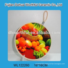 Promotion fruite figure ceramic pot holders with lifting rope